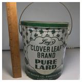 Vintage “Lay’s Clover Leaf Brand” 8 lb Advertisement Lard Bucket with Lid