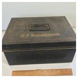 Antique Money Box Pre-Owned by Civil War Soldier with Interior Organizer & Story on Index Card 