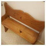 Vintage Wood Pew Style Bench - Measures approximately 37 ½” x 36” x 13”