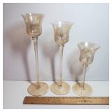 Vintage Glass Candle Holders Set of 3