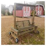 Wood Wheeled Swing - Measures approximately 72” x 60” x 36”