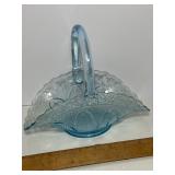 Baby Blue Art Glass Folded Basket