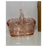 Vintage Pink Depression Glass Woven Basket