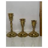 3 pc Set of Brass Candlesticks