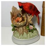 Porcelain Gorham Cardinal Mama & Baby Bird Music Box