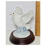 1988 Porcelain “White Dove” Figurine Signed Andrea by Sadek Made in Japan with Wood Base