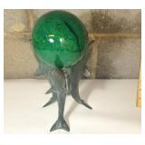 Decorative Metal Dolphins with Globe