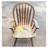 Wooden Hand-Painted Chair - Hummingbird painted on seat 