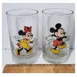 Vintage Mickey and Minnie Mouse Glasses Set of 2