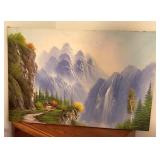 Vintage Mountain Oil Painting - Will not ship or transport. Measures approximately 37” x 24”. 