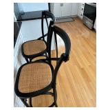 3 Pier One Rattan-Seat Bar Chairs