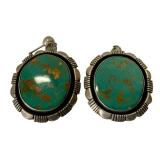 Turquoise And Sterling Shadowbox Earrings