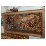 Wood Wagon & Pine Cones