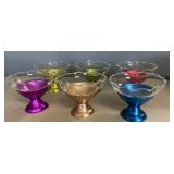 Retro Aluminum Colorama Pedestal Ice Cream Sundae Bowls - Excellent Condition