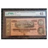 1864 Confederate $10 Bill - Richmond - Graded Choice Extremely Fine 45 by PMG	