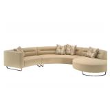 Calcutta Three Piece Cream Curved Sectional by Lazar Furniture