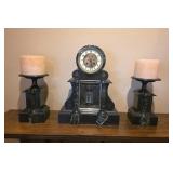 Antique Marble Clock Ensemble