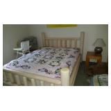 Log post Queen size bed