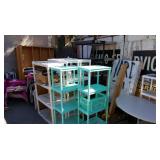 Plastic and metal shelves