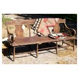 Pennsylvania Greek Revival Settee, wool Navajo rugs