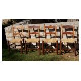 Set of 4 Old Hickory Chairs, stamped with maker