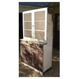 Partially stripped pine cupboard from Utah with original wavy glass