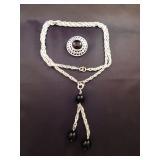 Sarah Coventry Silvertone Necklace and Matching Pin