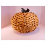 Wicker Pumpkin,metal stem