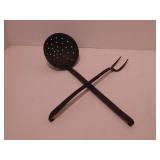 Iron Meat fork and Skimmer