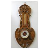 Carved wood Thermometer&Barometer