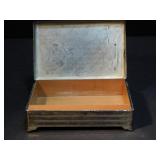 White Metal Cigarette Box w/Cedar lining
