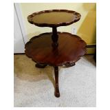 Mahogany Scalloped Edge Tier Table