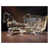 Glass Horse with Cart