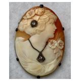 14K Gold & Diamond Habille Shell Cameo