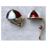 Peter Lindeman 18K Diamond Enamel Jockey Earrings