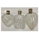 Antique Cut Crystal and Sterling Perfume Bottles