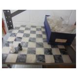 Marble Chess Set with wrapped pieces in box