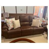 Leather couch, reclining ends