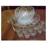 Large Punch Bowl, Underplate, 12 Cups, & Ladle