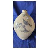 Cobalt insized bird on branch stoneware