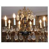 Eight light chandelier with prisms