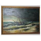 Framed shipwreck artwork