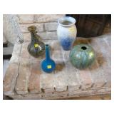 Vintage pottery and art glass vases