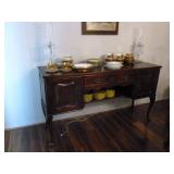 Buffet, china, antique crystal lamps