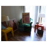 Vintage chairs, vintage tables, vintage lamps, vintage prints