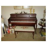 Kimball piano with needlepoint bench