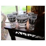 Mid century ice bucket and glasses set