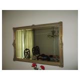 Gold framed beveled mirror