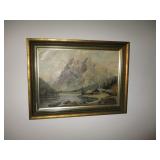 Framed oil on canvas landscape