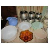 Vintage kitchenware, vintage aluminum canisters 